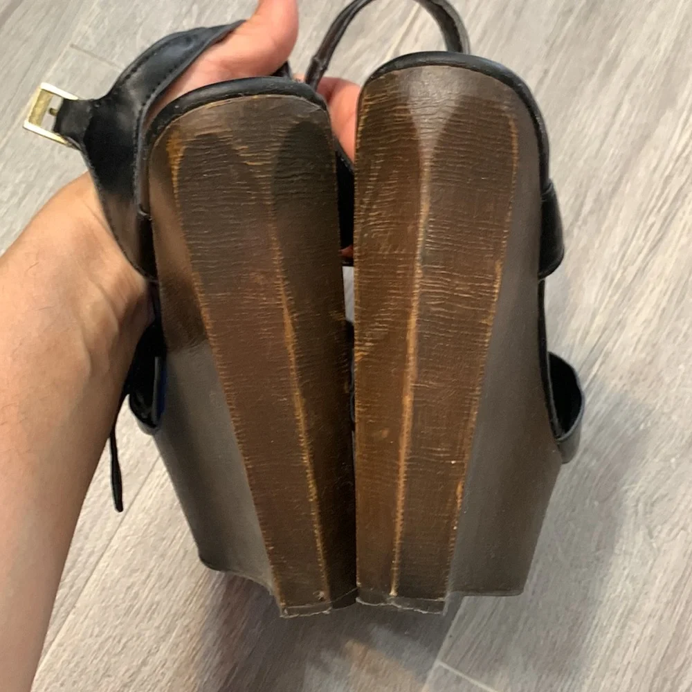 Vintage bamboo platform wedge heels 5.5 preowned - Picture 5 of 12